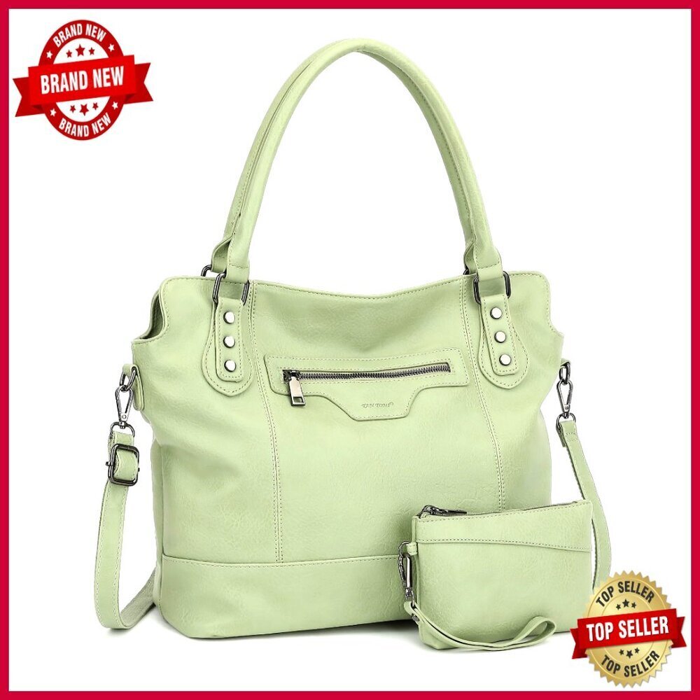 Large Leather Tote Bag with Adjustable Strap, Fits 15.6" Laptop